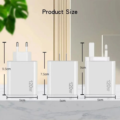 Total 120W USB Charger 5 Ports Type C Fast Charging Mobile Phone Wall Adapter EU/US/UK Plug For iPhone Samsung Xiaomi Huawei - ZOOMNSTORE