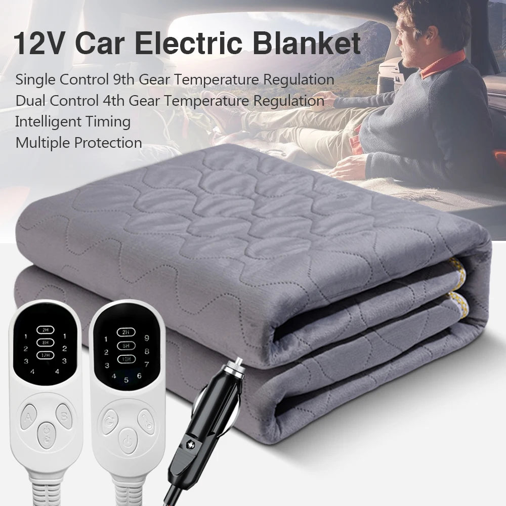 12V Electric Blanket – Plush Heated Mattress Pad With Thermostat For Car Travel - ZOOMNSTORE