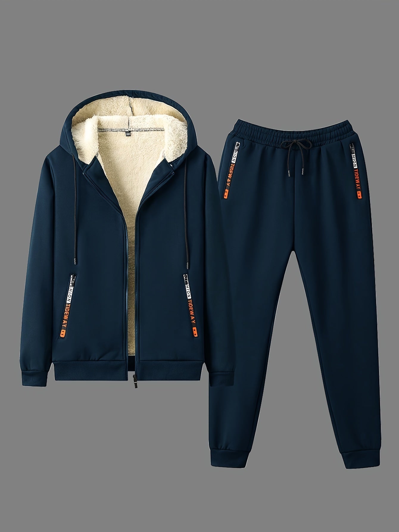 Mens Fleece Lined Tracksuit Set - Athletic Hoodie  Jogging Pants for Gym and Running - ZOOMNSTORE