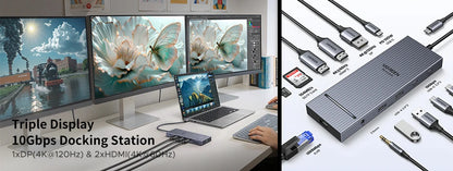 13-in-1 USB-C Hub | 4K Triple Monitor Docking Station with Dual HDMI Ports & 10Gbps Transfer - ZOOMNSTORE