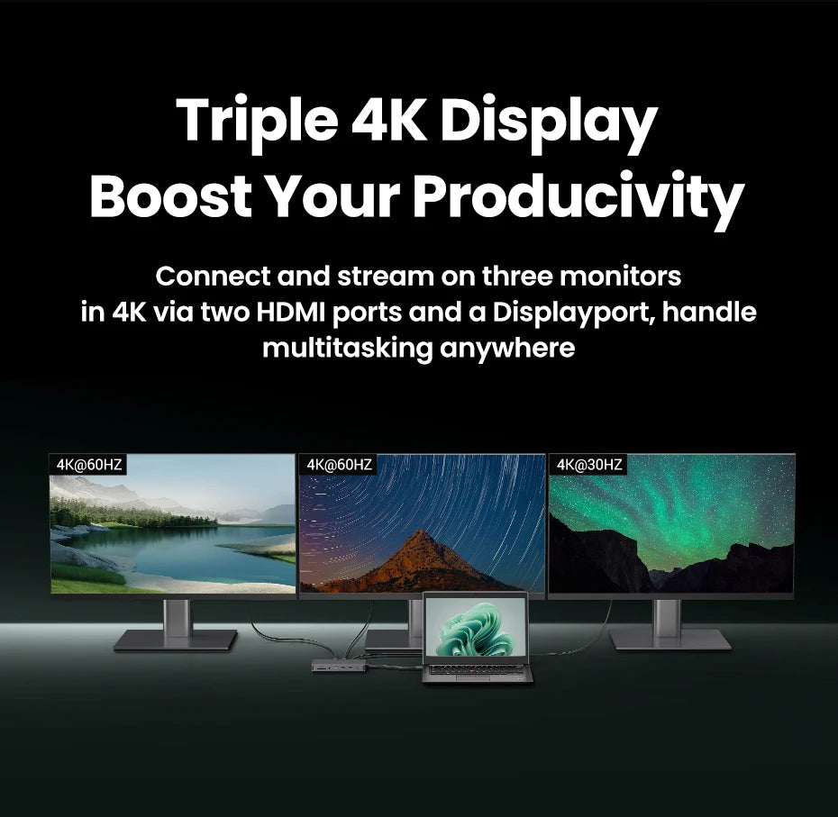 13-in-1 USB-C Hub | 4K Triple Monitor Docking Station with Dual HDMI Ports & 10Gbps Transfer - ZOOMNSTORE