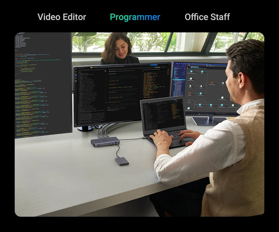 13-in-1 USB-C Hub | 4K Triple Monitor Docking Station with Dual HDMI Ports & 10Gbps Transfer - ZOOMNSTORE