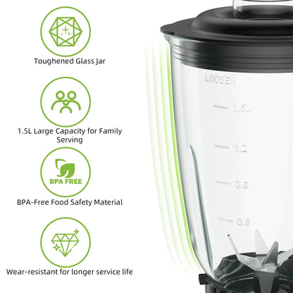BioloMix 1300W Smoothie Blender - 15L Glass Jar for Frozen Drinks  Sauces - ZOOMNSTORE