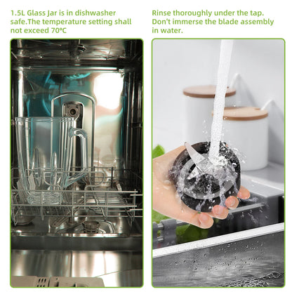 BioloMix 1300W Smoothie Blender - 15L Glass Jar for Frozen Drinks  Sauces - ZOOMNSTORE