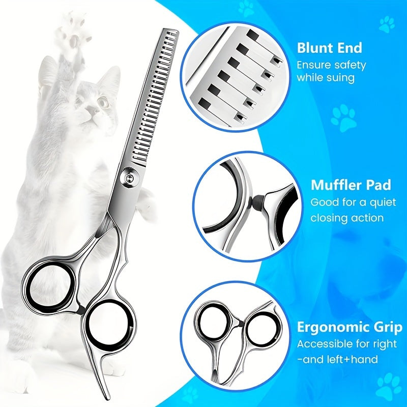 Dog Grooming Scissors Kit - 8-in-1 Titanium Coated with Safety Tips - ZOOMNSTORE
