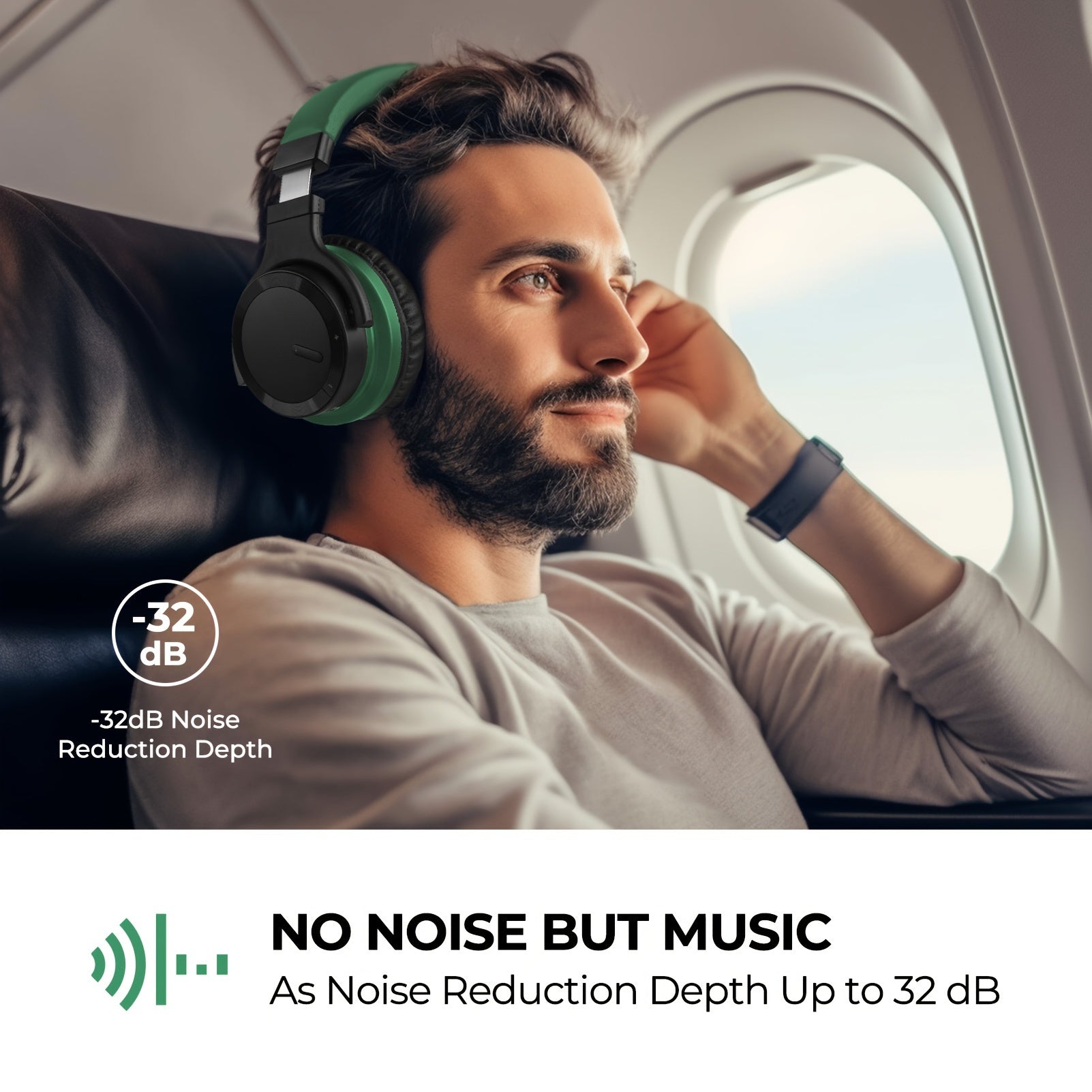 Mighty Rock E7 Wireless Headphones - Active Noise Cancelling 30H Playtime Rich Bass - ZOOMNSTORE