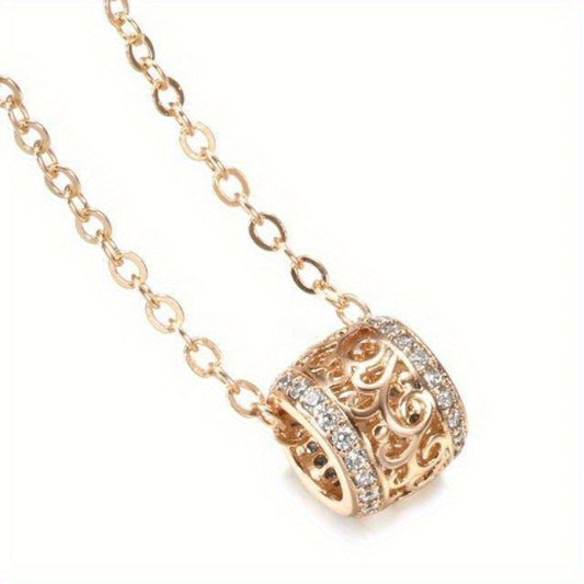 14K Plated Hollow Circle Necklace - Elegant Wedding  Party Jewelry - ZOOMNSTORE