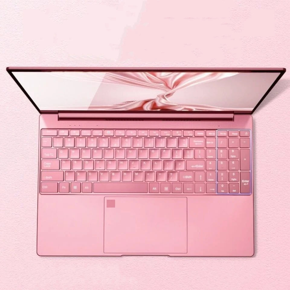 Stylish Pink 15.6" Laptop: Windows 10 Office Education Intel Celeron N5095, 16GB RAM, 1TB SSD, Dual WiFi, Narrow Bezels. - ZOOMNSTORE
