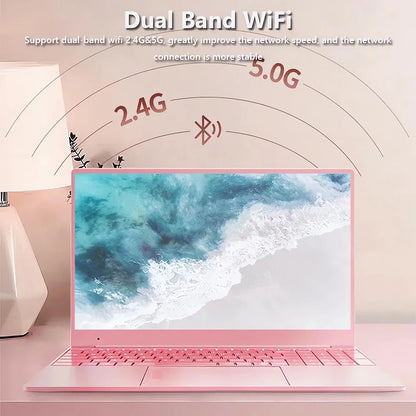 Stylish Pink 15.6" Laptop: Windows 10 Office Education Intel Celeron N5095, 16GB RAM, 1TB SSD, Dual WiFi, Narrow Bezels. - ZOOMNSTORE