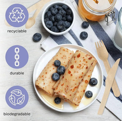 150Pcs Disposable Wooden Cutlery Set - Wedding  Party Tableware - ZOOMNSTORE