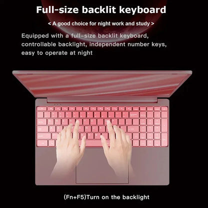 156 Pink Laptop - Intel Celeron N5095 16GB RAM 1TB SSD Windows 10 - ZOOMNSTORE