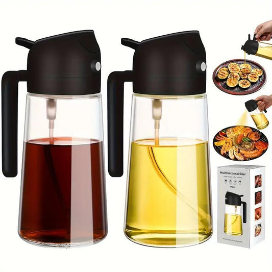 165oz Glass Oil Dispenser Bottles - 2-Pack with Premium Nozzle for Cooking Baking BBQ  Frying - ZOOMNSTORE