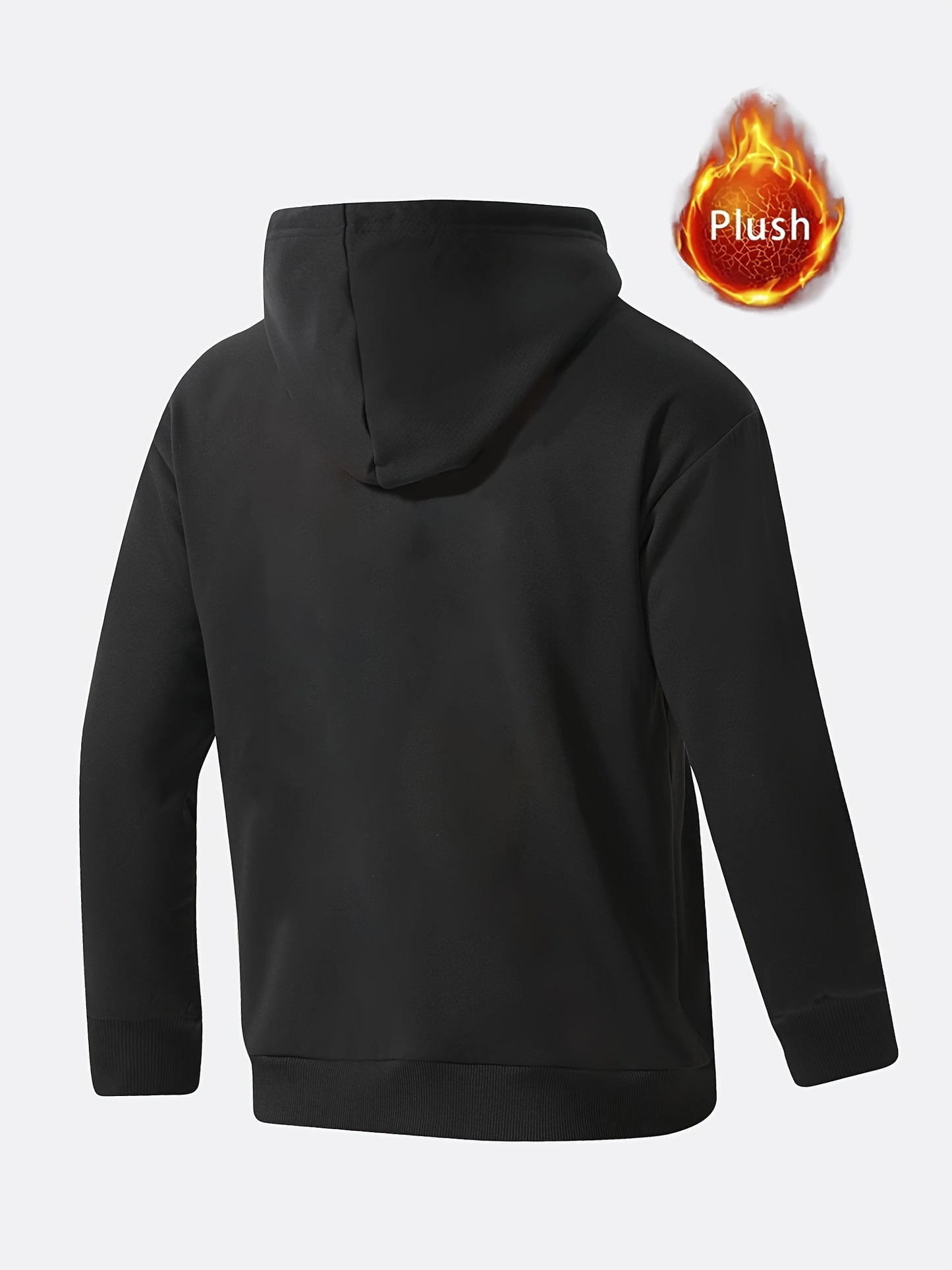 Mens Plush Zip-Up Hooded Sweatshirt - Warm Long Sleeve Jacket for Fall  Winter with Drawstring and Pockets - ZOOMNSTORE