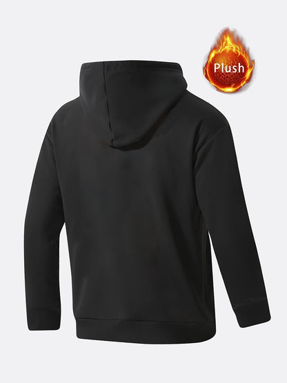 Mens Plush Zip-Up Hooded Sweatshirt - Warm Long Sleeve Jacket for Fall  Winter with Drawstring and Pockets - ZOOMNSTORE