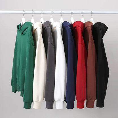 16.9oz 480gsm Heavy Weight Cotton Plus Velvet Hooded Sweater Men Thickened Tight Polar Fleece Pullover Hoodie Women Sweatshirt - ZOOMNSTORE