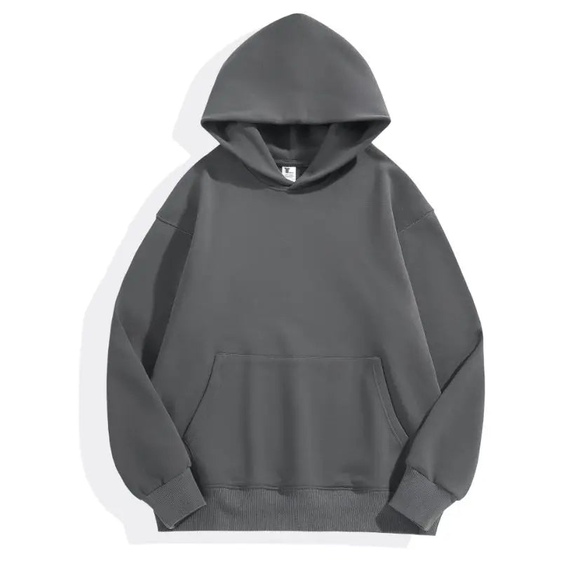 16.9oz 480gsm Heavy Weight Cotton Plus Velvet Hooded Sweater Men Thickened Tight Polar Fleece Pullover Hoodie Women Sweatshirt - ZOOMNSTORE