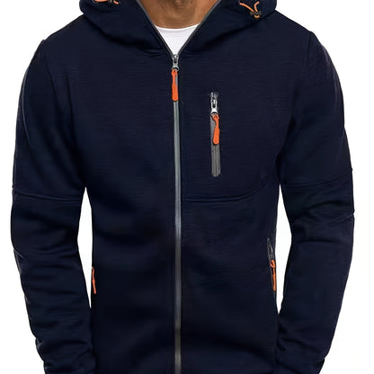 Mens Zipper Hoodie - Casual Full-Zip Sweatshirt with Pockets for Outdoor Activities - ZOOMNSTORE