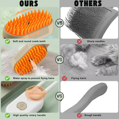 Cat Steamer Brush - 3-in-1 Grooming  Massage Tool for Cats and Dogs - ZOOMNSTORE