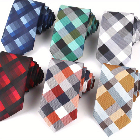 Classic Plaid Necktie - Woven Polyester Tie for Weddings  Business - ZOOMNSTORE