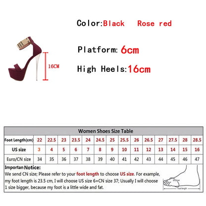 16CM Platform High Heels - Metal Ankle Strap Sandals for Women - ZOOMNSTORE