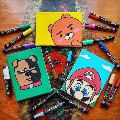16pcs Japan UNI POSCA Markers Set Acrylic Graffiti Drawing Permanent Waterproof Children's Drawing PC-3M/1M/5M Art Supplies - ZOOMNSTORE