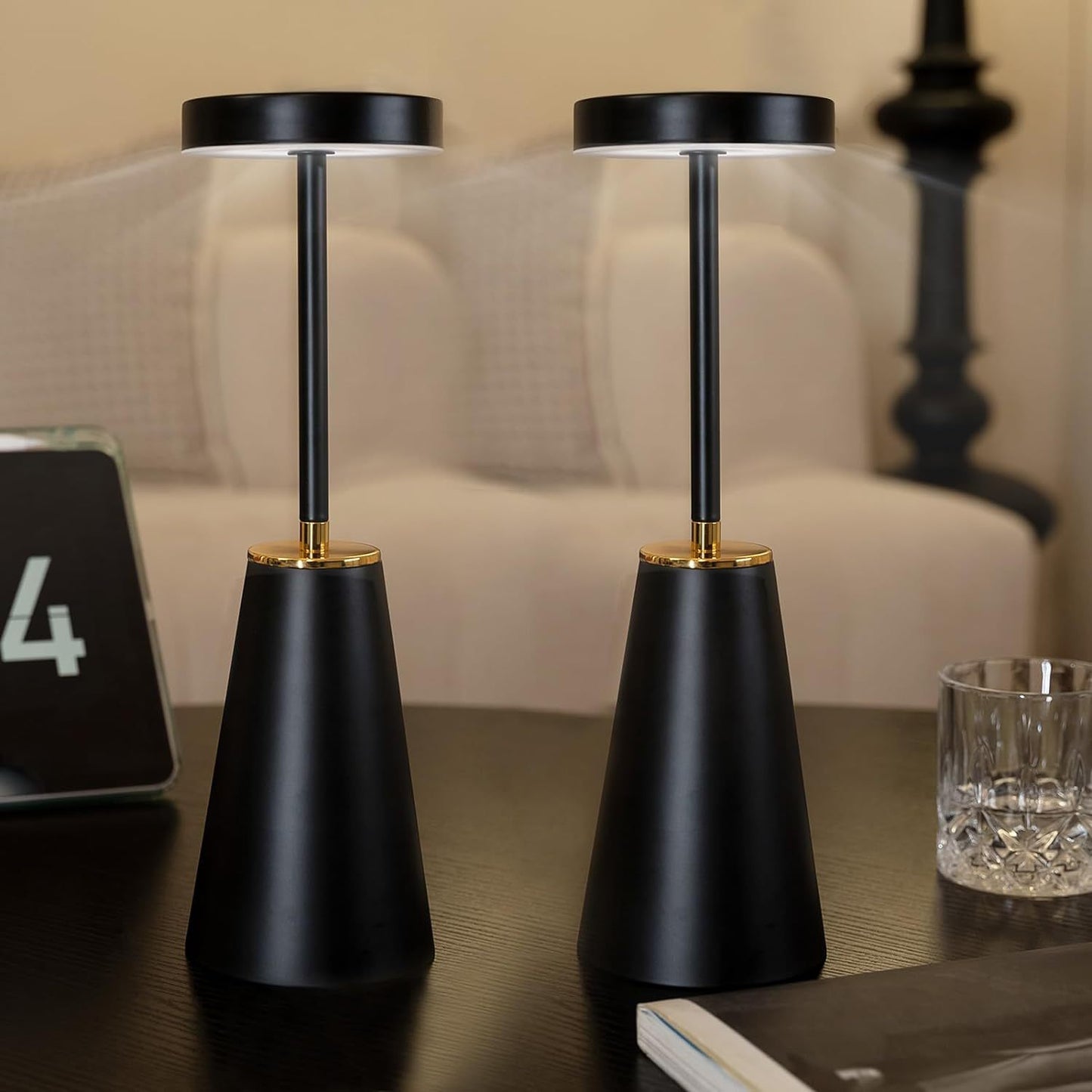 Cordless Touch Table Lamps - Dimmable USB Rechargeable Nightstand Lights for Bedroom Camping Office and Living Room - ZOOMNSTORE