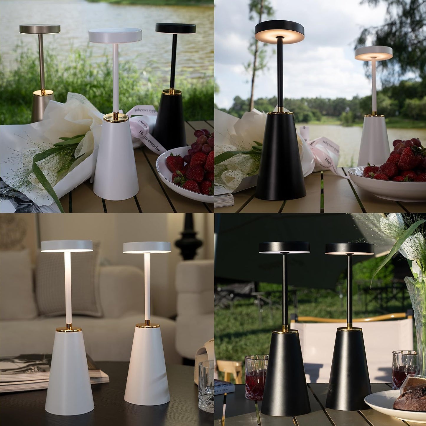 Cordless Touch Table Lamps - Dimmable USB Rechargeable Nightstand Lights for Bedroom Camping Office and Living Room - ZOOMNSTORE
