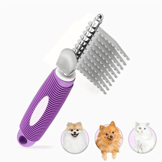 Pet Dematting Rake Comb - Stainless Steel Grooming Tool for Dogs and Cats - ZOOMNSTORE
