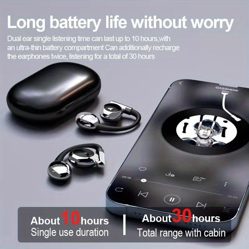 Wireless Noise Cancelling Headphones - HiFi Sport Earbuds with 48Hrs Battery 142mm Driver Earhook Noise Cancelling Mic for WorkoutRunning - ZOOMNSTORE