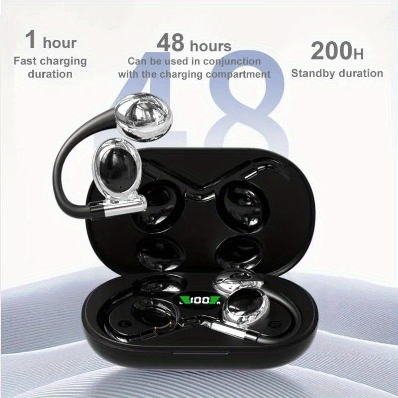 Wireless Noise Cancelling Headphones - HiFi Sport Earbuds with 48Hrs Battery 142mm Driver Earhook Noise Cancelling Mic for WorkoutRunning - ZOOMNSTORE