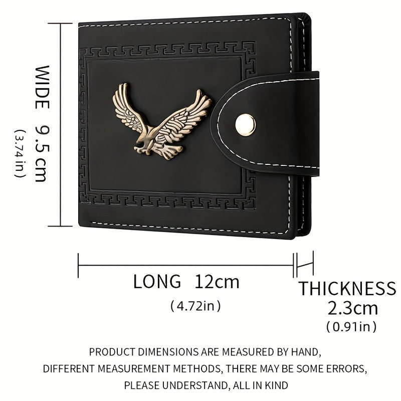 Slim Faux Leather Wallet - Mens Eagle Emblem Card Holder with Coin Pocket - ZOOMNSTORE