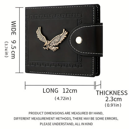 Slim Faux Leather Wallet - Mens Eagle Emblem Card Holder with Coin Pocket - ZOOMNSTORE
