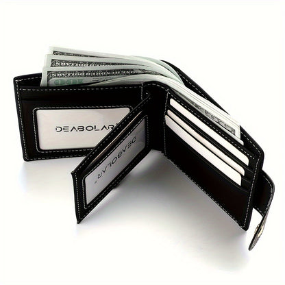 Slim Faux Leather Wallet - Mens Eagle Emblem Card Holder with Coin Pocket - ZOOMNSTORE