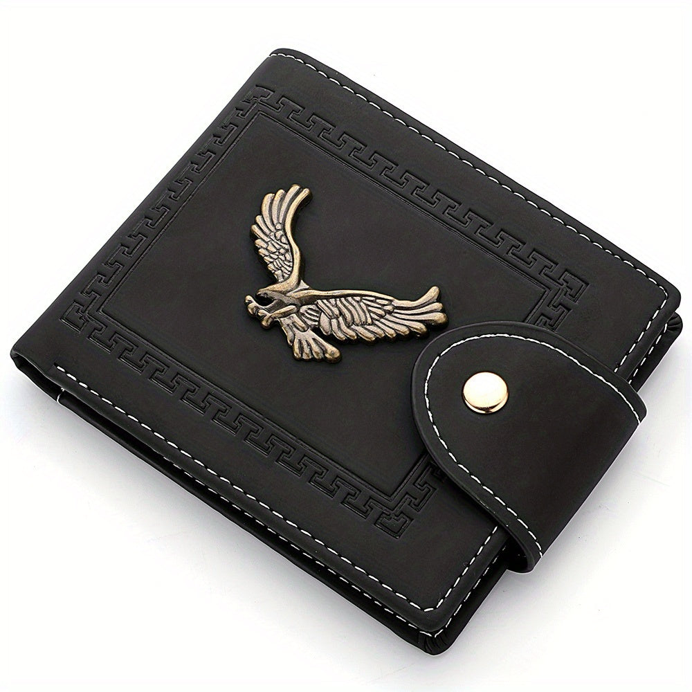 Slim Faux Leather Wallet - Mens Eagle Emblem Card Holder with Coin Pocket - ZOOMNSTORE