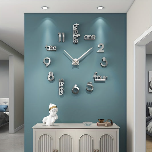 Giant Silent Wall Clock Kit - Large Frameless Modern Decoration for Home and Office - ZOOMNSTORE