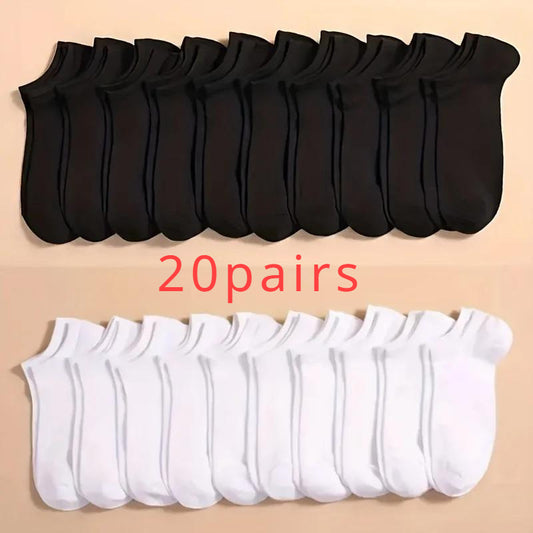 Solid Low Cut Socks - 20 Pairs Soft Lightweight Ankle Socks for Men  Women - ZOOMNSTORE
