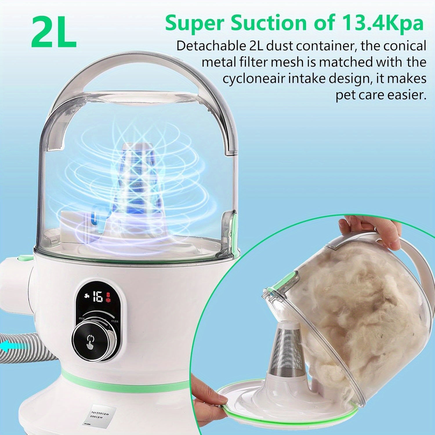 Pet Hair Remover Vacuum Groomer - Low Noise 135W for Dogs and Cats - ZOOMNSTORE