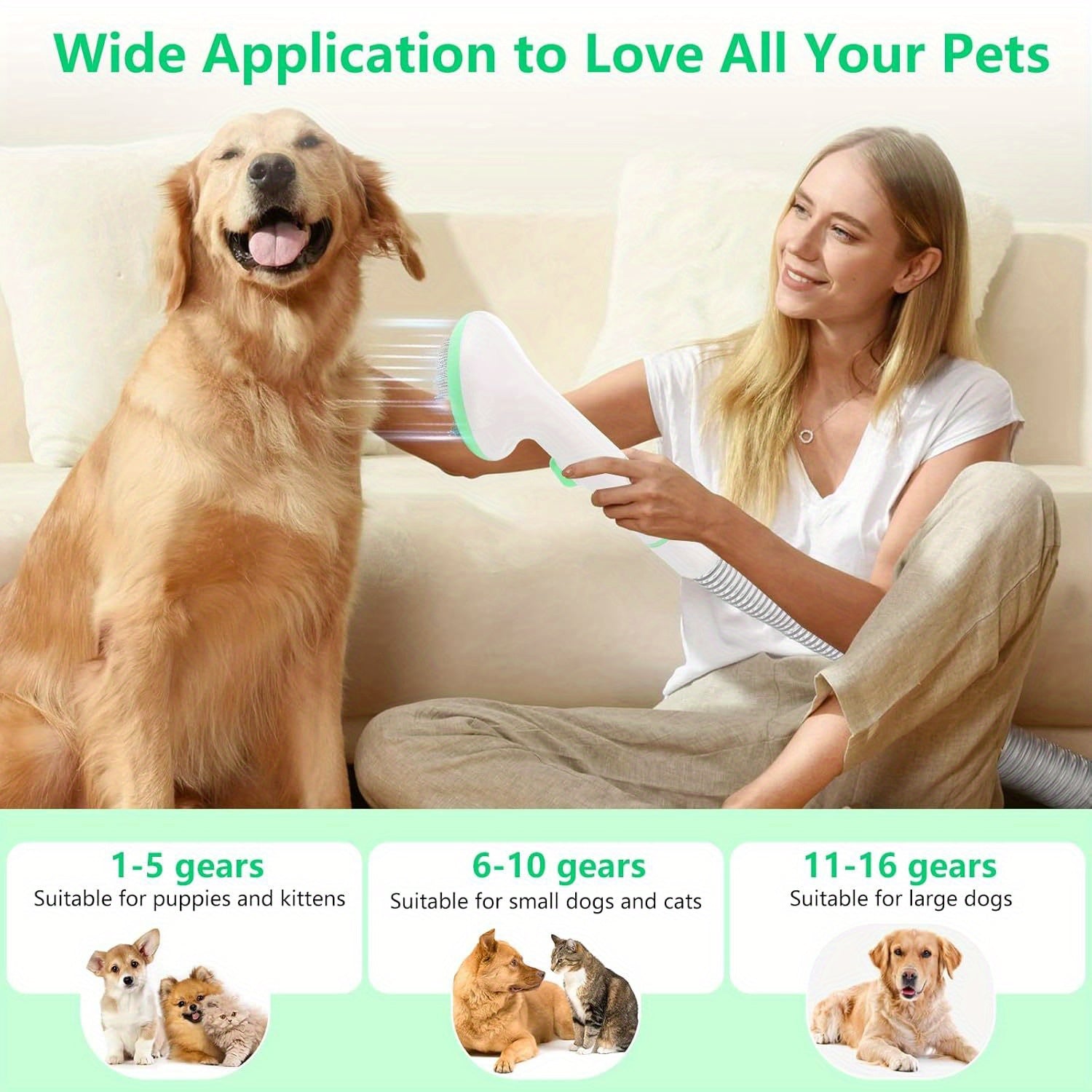 Pet Hair Remover Vacuum Groomer - Low Noise 135W for Dogs and Cats - ZOOMNSTORE