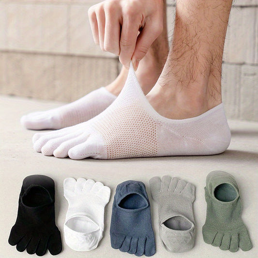 Breathable Mesh Socks - Thin Sweat-Absorbing Five Finger Socks 5 Pairs - ZOOMNSTORE