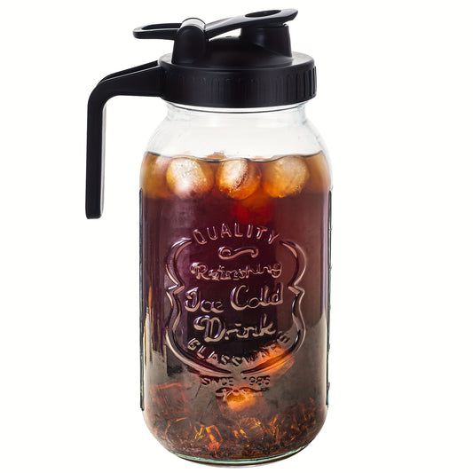 64 oz Mason Jar - Large Mouth Half Gallon Glass Jar with Airtight Lid for Beverages - ZOOMNSTORE