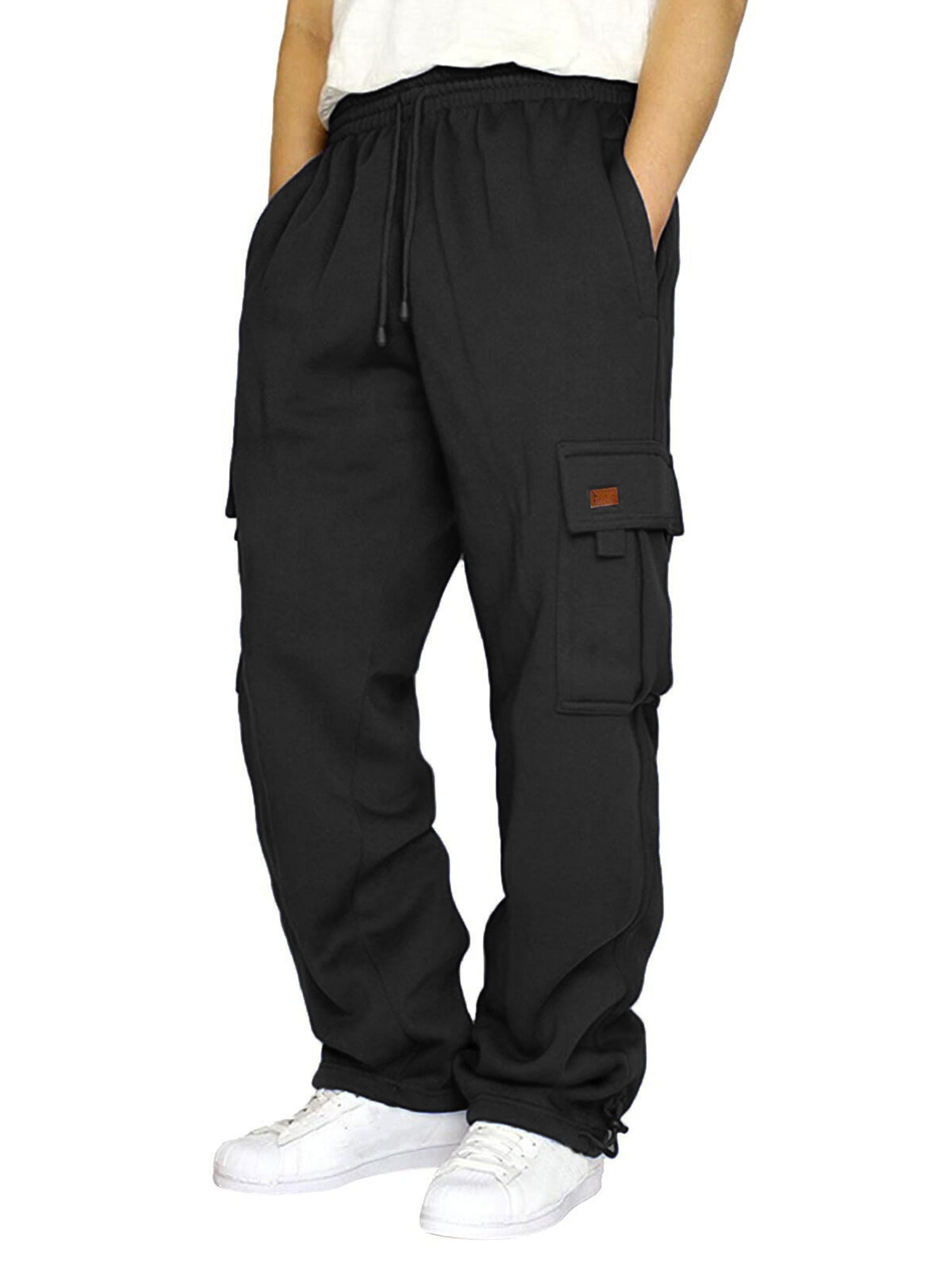 Mens Loose Cargo Pants - Casual Elastic Waist Wide Leg Sweatpants - ZOOMNSTORE
