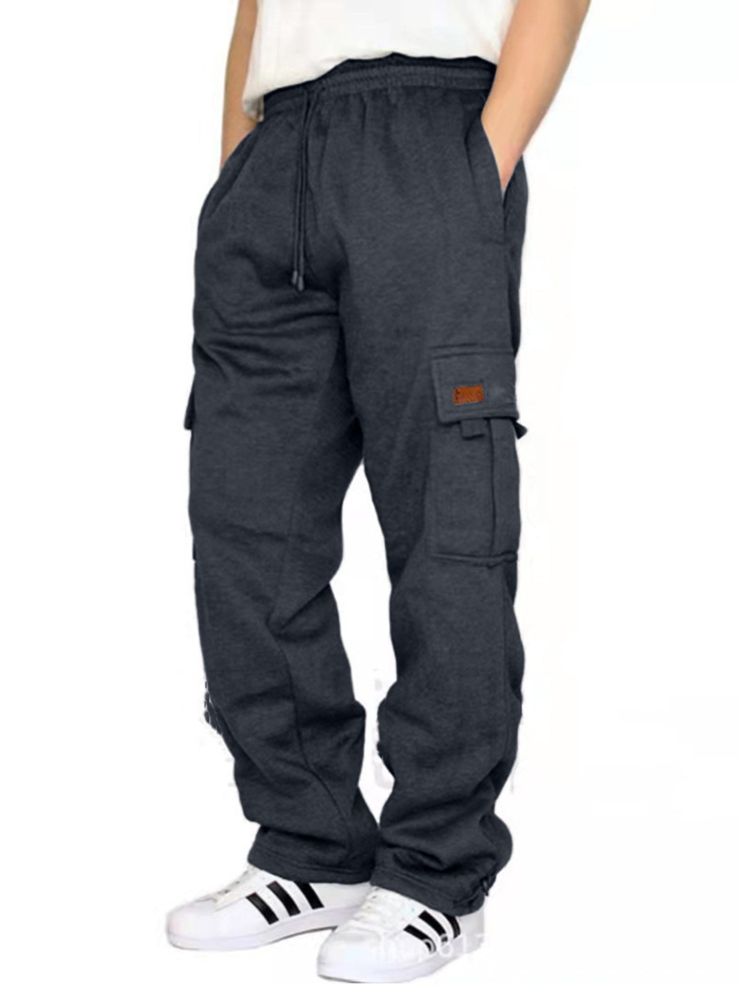 Mens Loose Cargo Pants - Casual Elastic Waist Wide Leg Sweatpants - ZOOMNSTORE