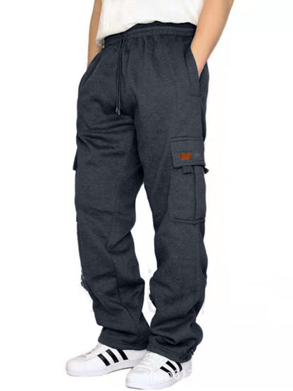 Mens Loose Cargo Pants - Casual Elastic Waist Wide Leg Sweatpants - ZOOMNSTORE