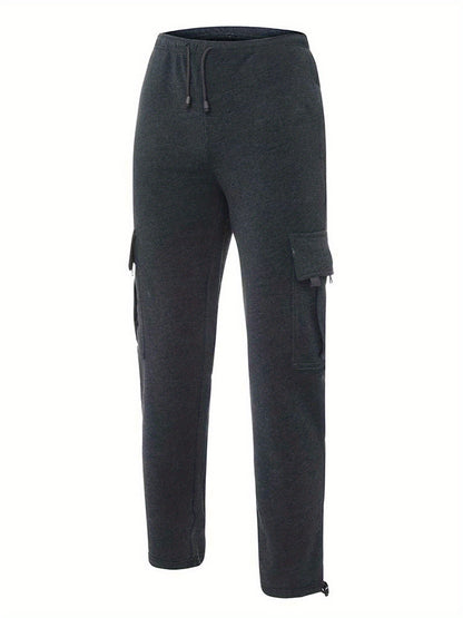 Mens Loose Cargo Pants - Casual Elastic Waist Wide Leg Sweatpants - ZOOMNSTORE