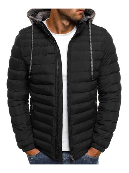 Mens Hooded Zip-Up Jacket - Winter Outerwear with Pockets in 5 Colors - ZOOMNSTORE