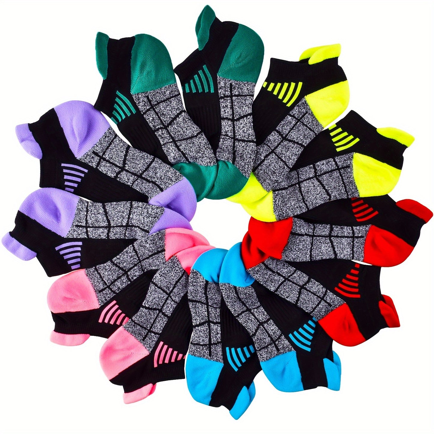 Womens Compression Athletic Socks - Thickened Low Top Breathable Running and Cycling Socks 6 Pairs - ZOOMNSTORE