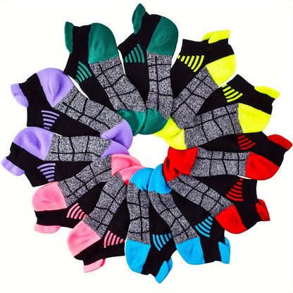 Womens Compression Athletic Socks - Thickened Low Top Breathable Running and Cycling Socks 6 Pairs - ZOOMNSTORE