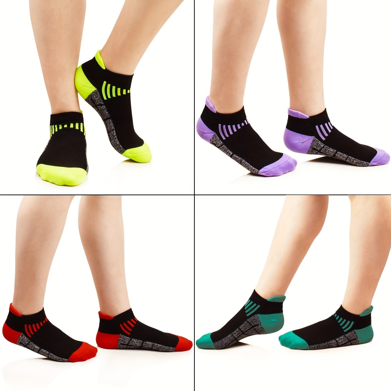 Womens Compression Athletic Socks - Thickened Low Top Breathable Running and Cycling Socks 6 Pairs - ZOOMNSTORE