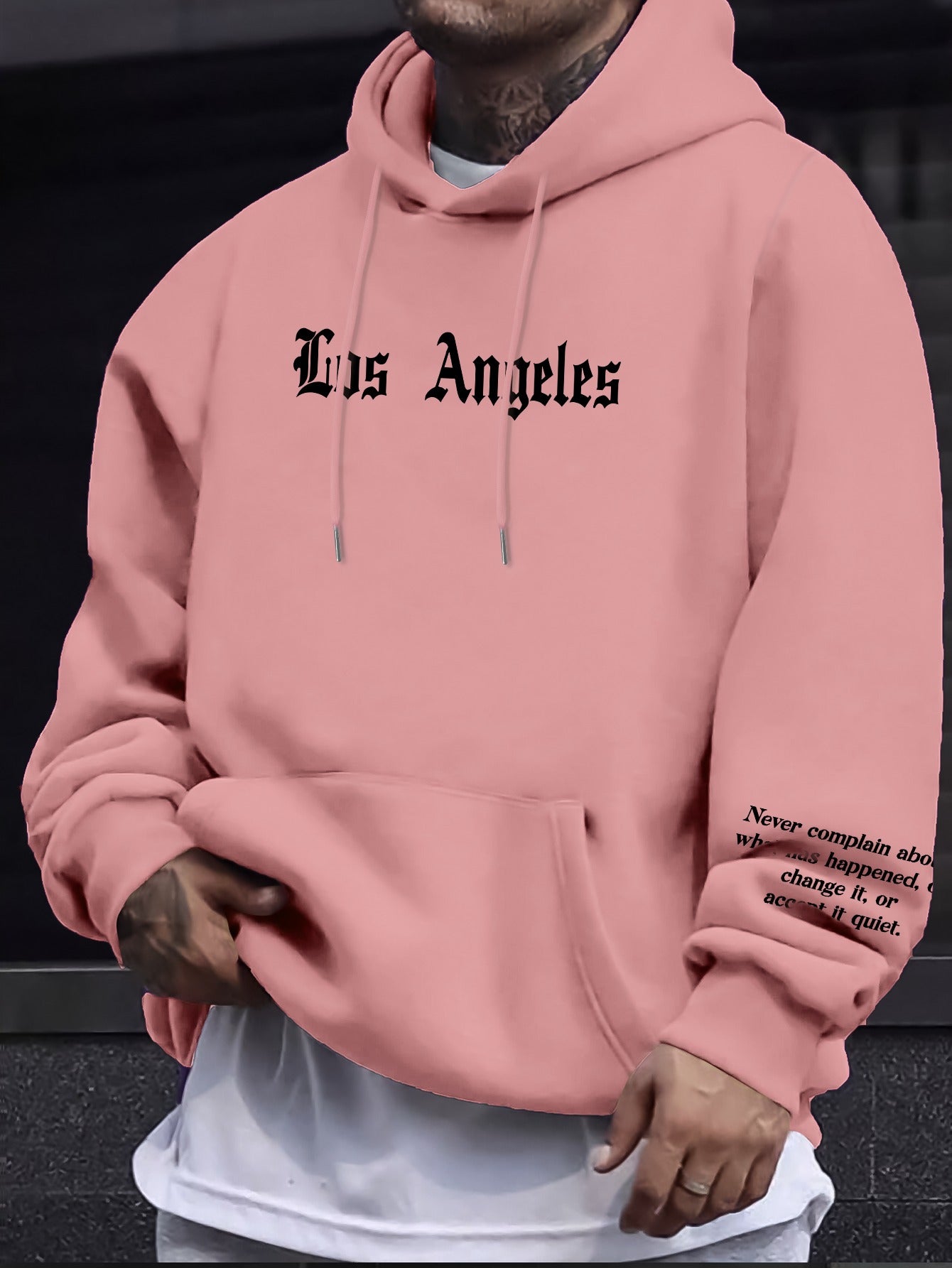 Mens Geometric Hoodie - Casual Pullover with Kangaroo Pocket Regular Fit Stretch Polyester Blend for Spring  Fall - ZOOMNSTORE