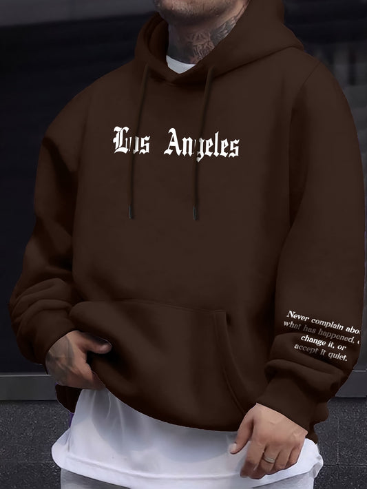 Mens Geometric Hoodie - Casual Pullover with Kangaroo Pocket Regular Fit Stretch Polyester Blend for Spring  Fall - ZOOMNSTORE